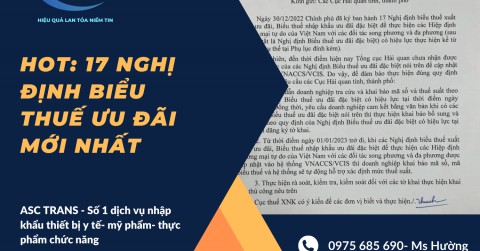 HOT: 17 NGHỊ ĐỊNH BIỂU THUẾ ƯU ĐÃI MỚI NHẤT