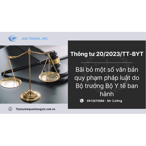 Thông tư 20/2023/TT-BYT - Bãi bỏ một số văn bản quy phạm pháp luật do Bộ trưởng Bộ Y tế ban hành