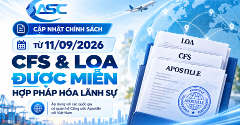CẬP NHẬT VỀ CFS, LOA: GIẢM THỦ TỤC HỢP PHÁP HÓA LÃNH SỰ TỪ 11/09/2026 CẬP NHẬT VỀ CFS, LOA: GIẢM THỦ TỤC HỢP PHÁP HÓA LÃNH SỰ TỪ 11/09/2026