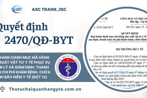 Quyết định 2470/QĐ-BYT - Ban hành danh mục mã hãng sản xuất VTYT (Đợt 12)