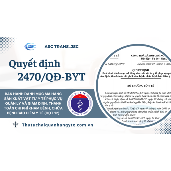 Quyết định 2470/QĐ-BYT - Ban hành danh mục mã hãng sản xuất VTYT (Đợt 12)