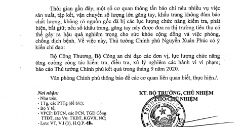 XỬ LÝ HÀNH VI SẢN XUẤT, VẬN CHUYỂN KHẨU TRANG, GĂNG TAY KHÔNG ĐẢM BẢO